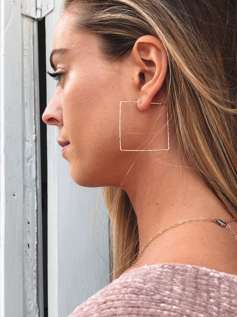 Dainty Rose Gold Square Threaders by Toasted Jewelry - shopatkonus
