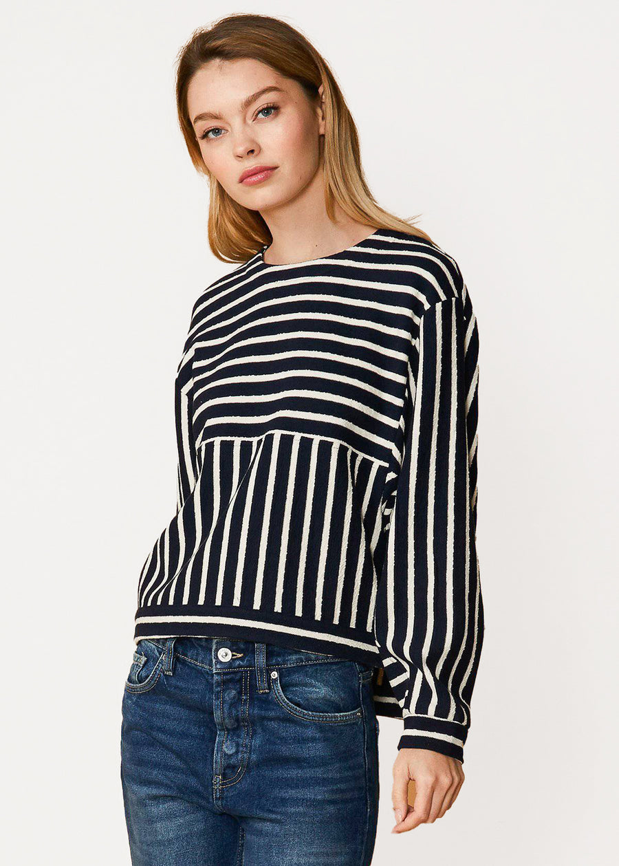 Stripe Dolman Sweatshirt in Midnight stripe
