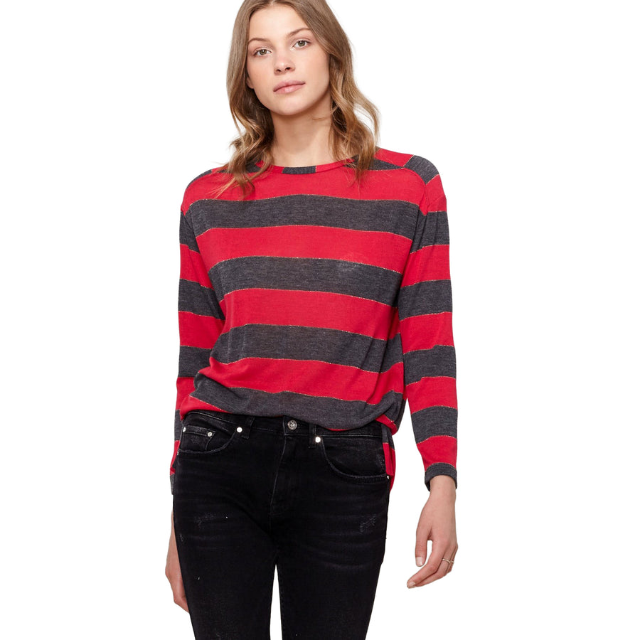 Women's Long Sleeve Crewneck Stripe Tee - shopatkonus