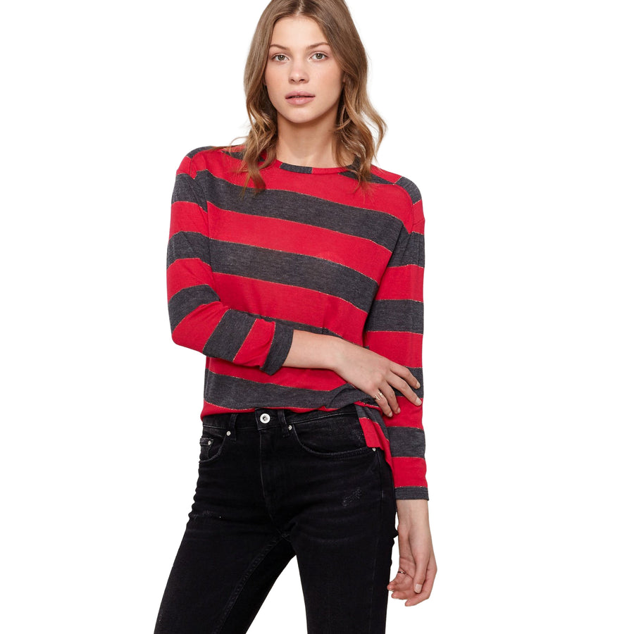 Women's Long Sleeve Crewneck Stripe Tee - shopatkonus