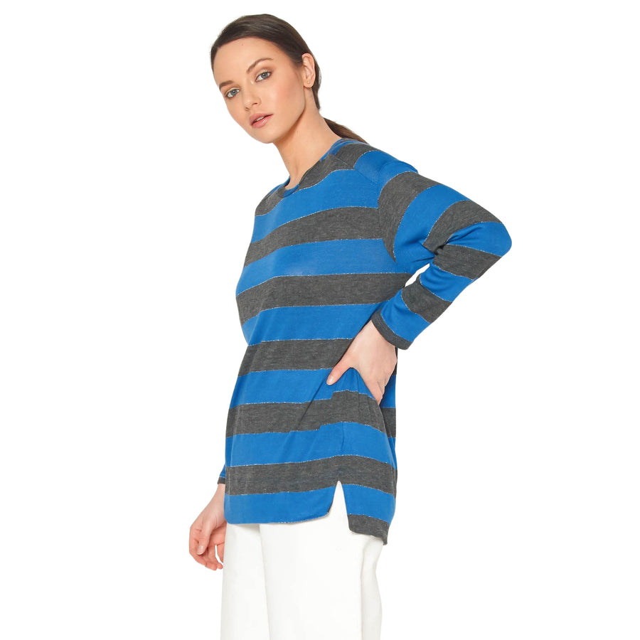 Women's Long Sleeve Crewneck Stripe Tee - shopatkonus