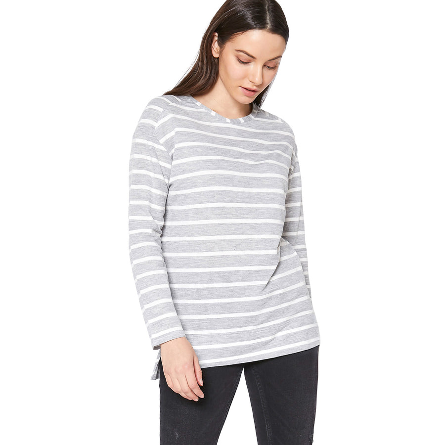 Women's Basic Crewneck Hi Lo Knit Top - shopatkonus