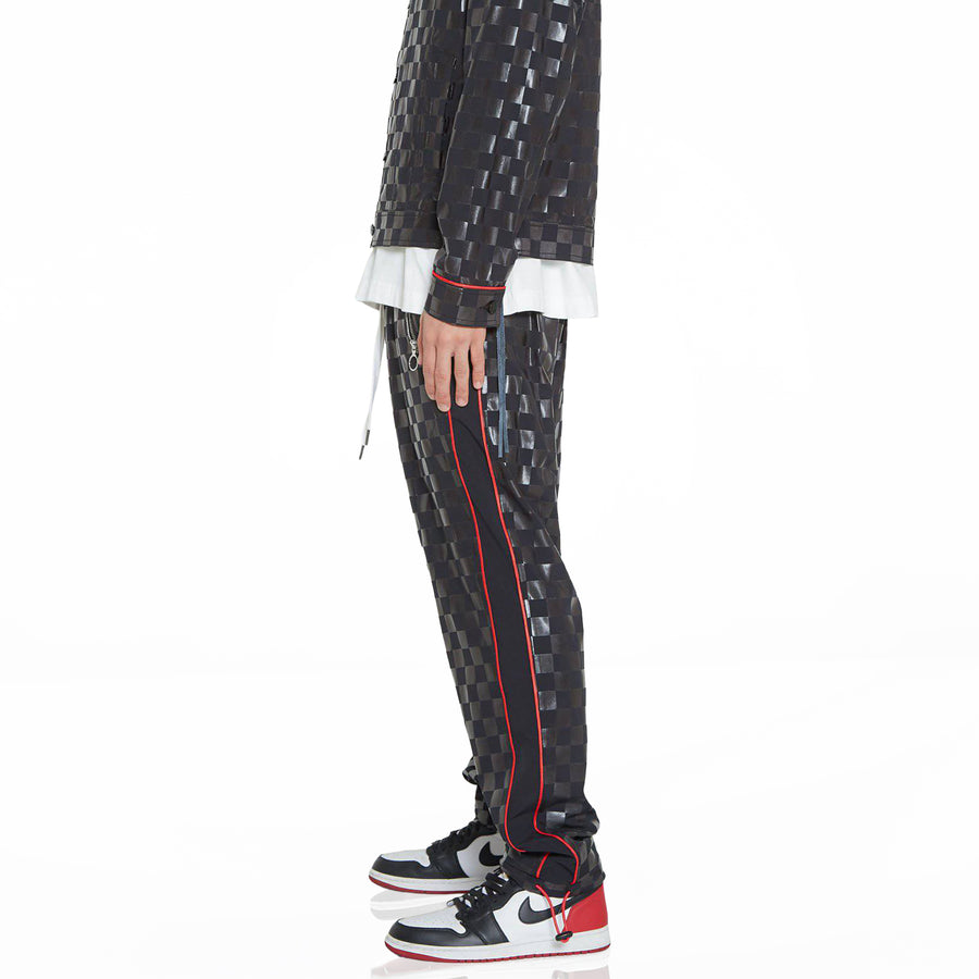 Konus Men's Tonal Checker Printed Pants in Black - shopatkonus