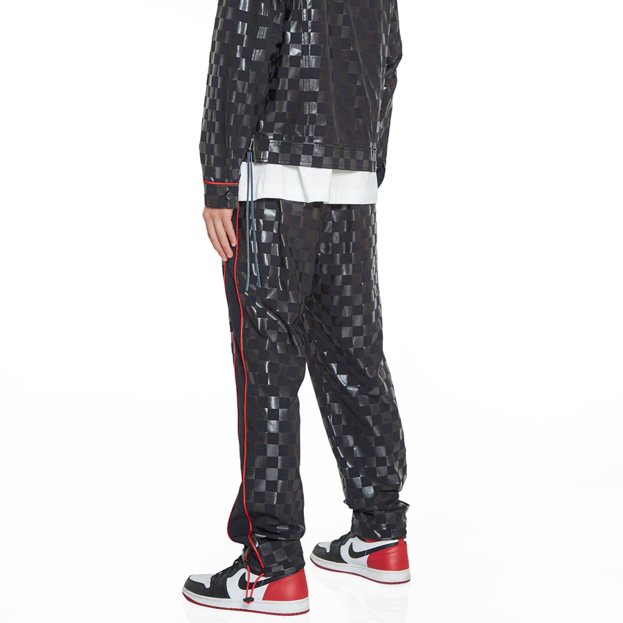 Konus Men's Tonal Checker Printed Pants in Black - shopatkonus