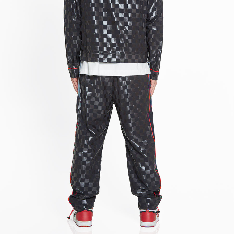 Konus Men's Tonal Checker Printed Pants in Black - shopatkonus