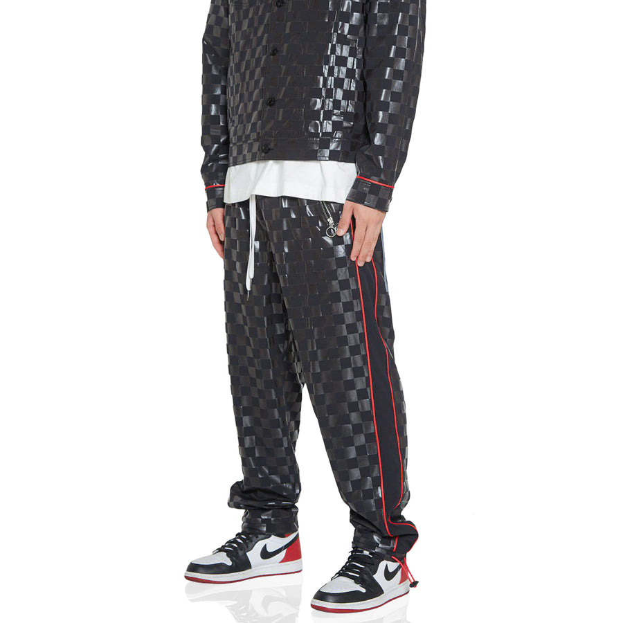 Konus Men's Tonal Checker Printed Pants in Black - shopatkonus