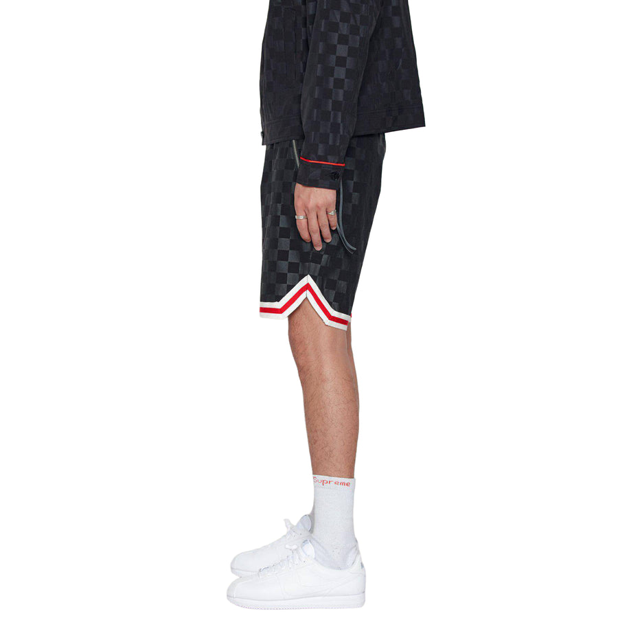 Konus Men's Tonal Checkered Shorts with Tape in Black - shopatkonus