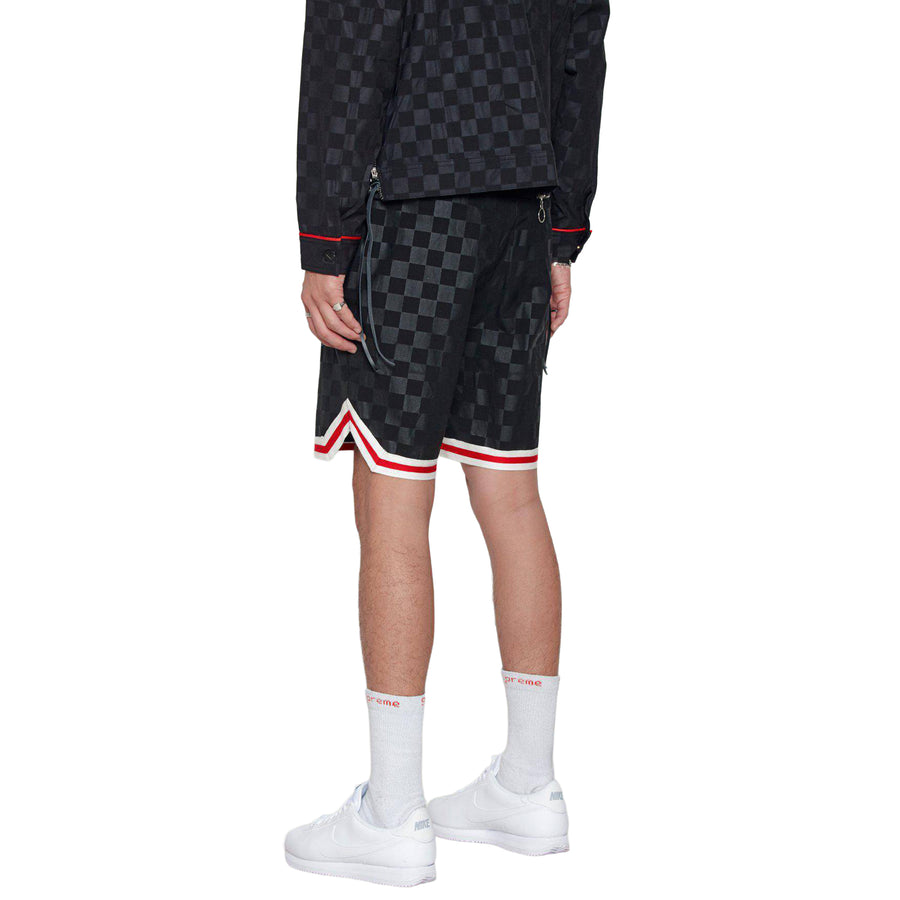 Konus Men's Tonal Checkered Shorts with Tape in Black - shopatkonus