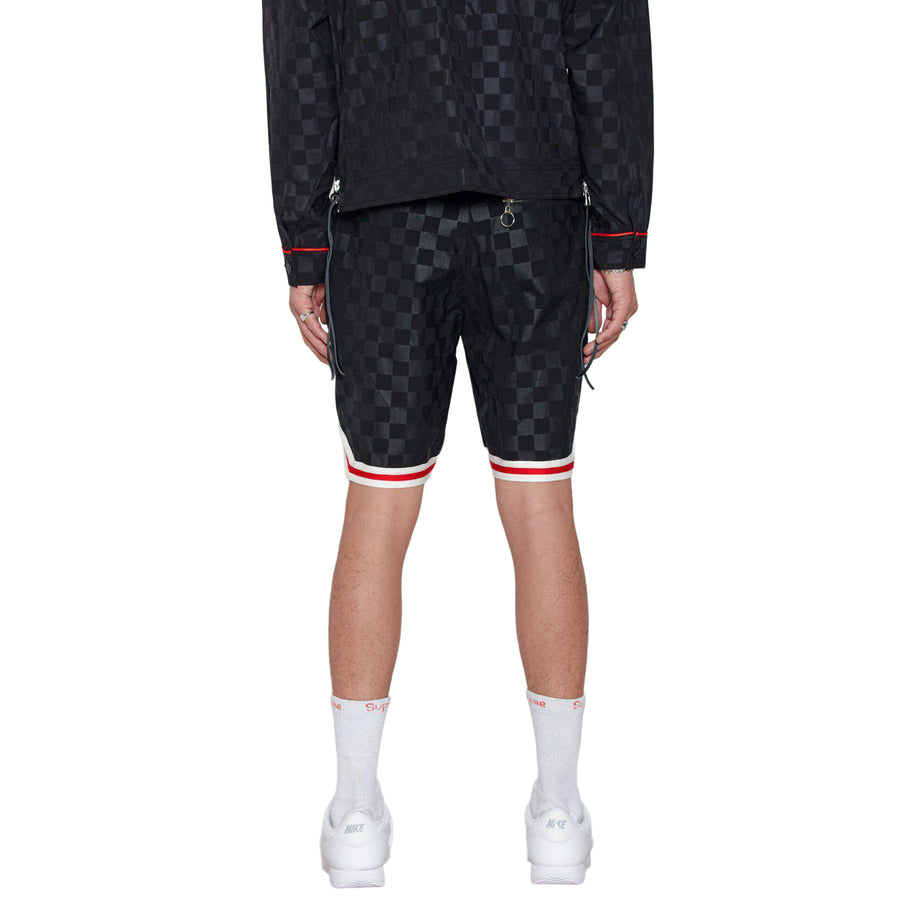 Konus Men's Tonal Checkered Shorts with Tape in Black - shopatkonus