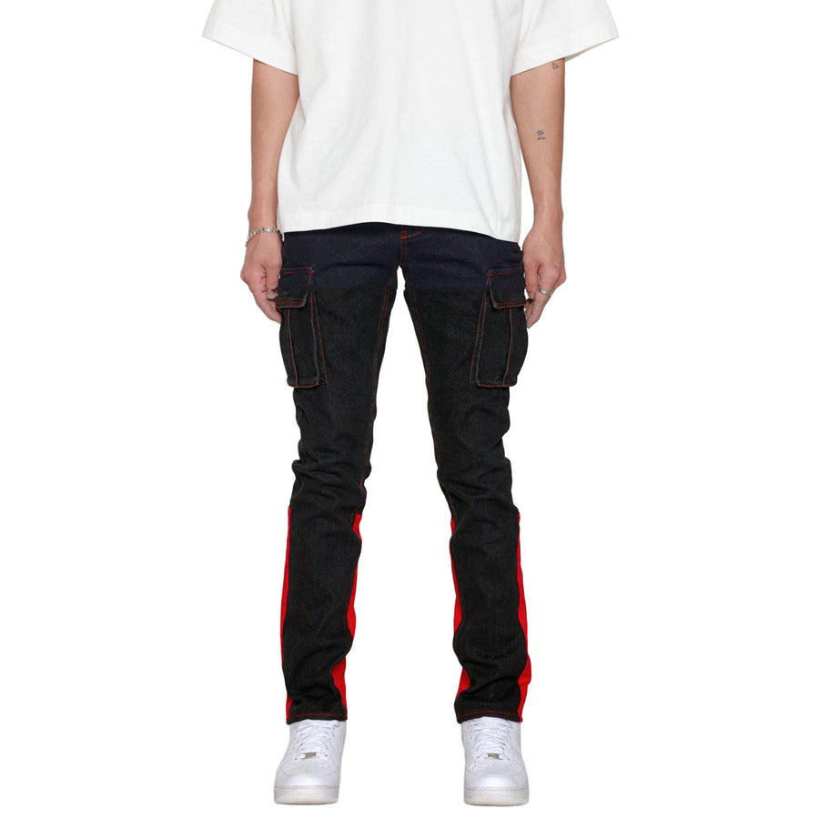 Blank State Men's Cargo Denim in Black/Red - shopatkonus