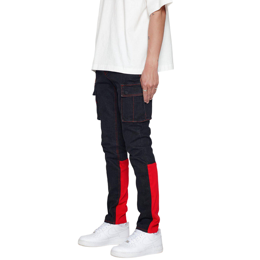 Blank State Men's Cargo Denim in Black/Red - shopatkonus