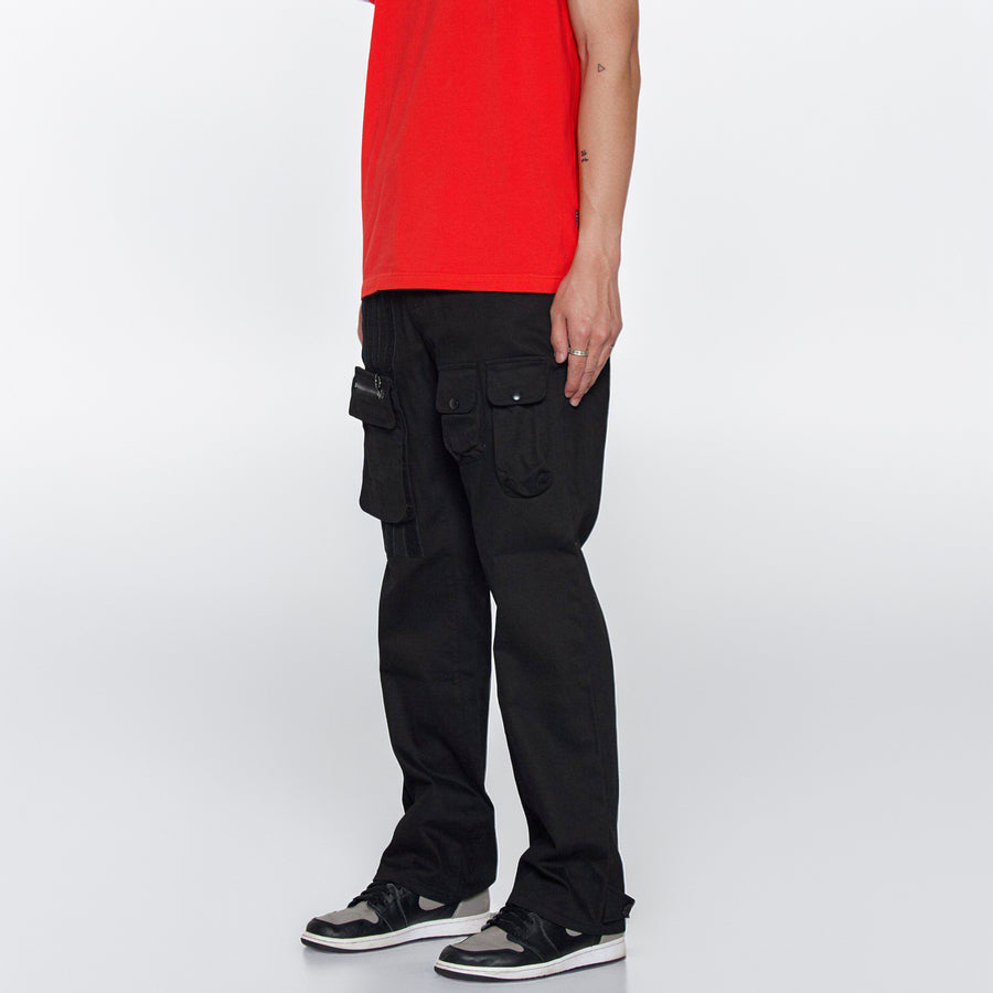 Konus Men's Cargo Pants with Removable Pocket in Black - shopatkonus