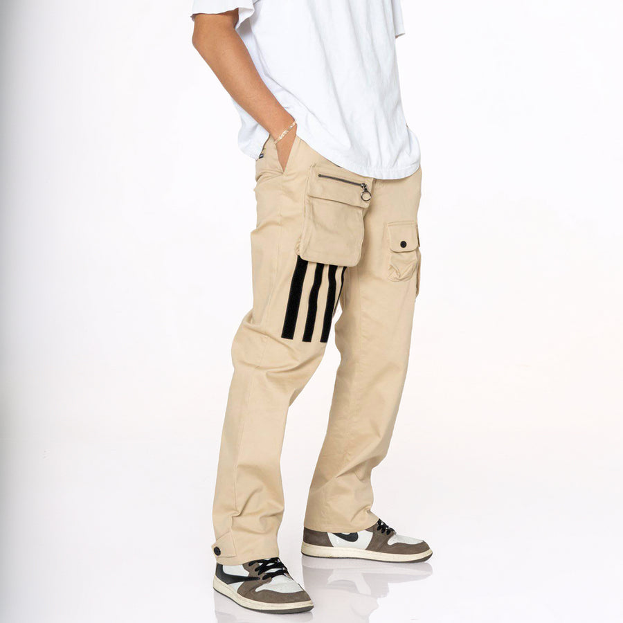 Konus Men's Cargo Pants with Removable Pocket in Khaki - shopatkonus