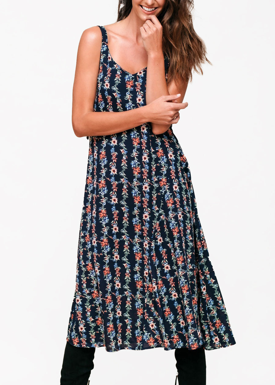Floral V-Neck Sleeveless Maxi Dress