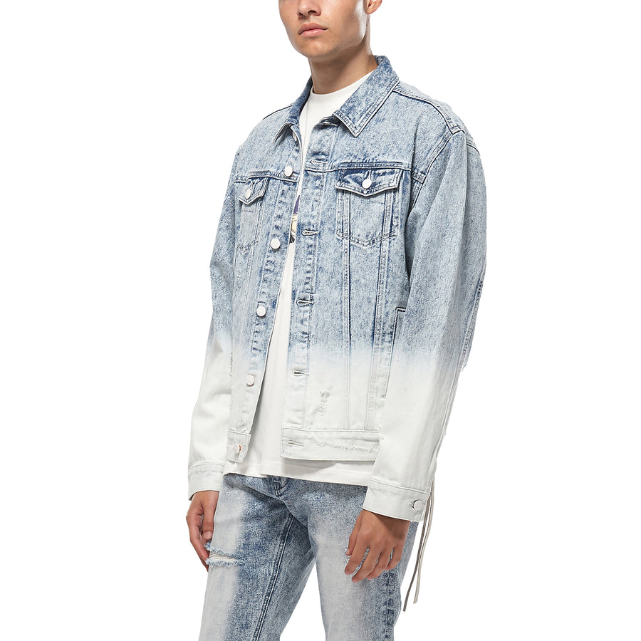 Konus Men's Denim Trucker Jacket with Ombre Bleaching - shopatkonus