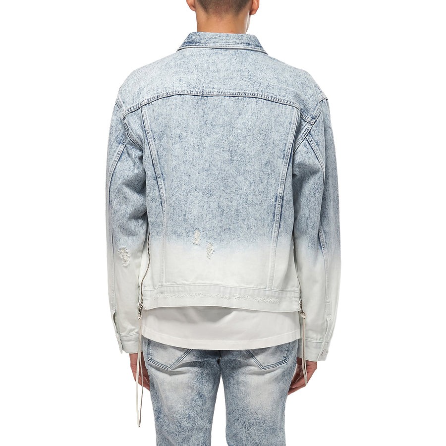 Konus Men's Denim Trucker Jacket with Ombre Bleaching - shopatkonus