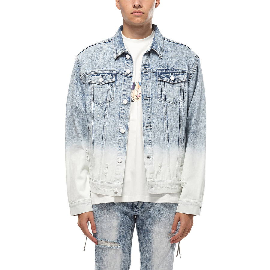 Konus Men's Denim Trucker Jacket with Ombre Bleaching - shopatkonus