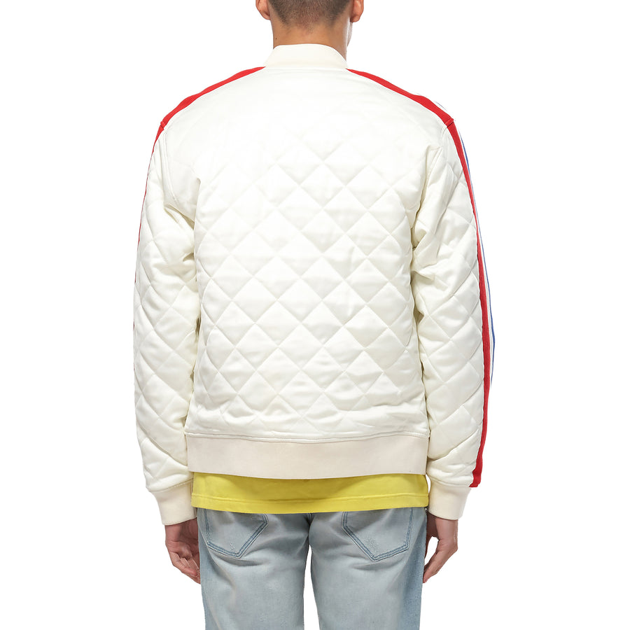 Konus Men's Quilted Satin Jacket in Off White - shopatkonus