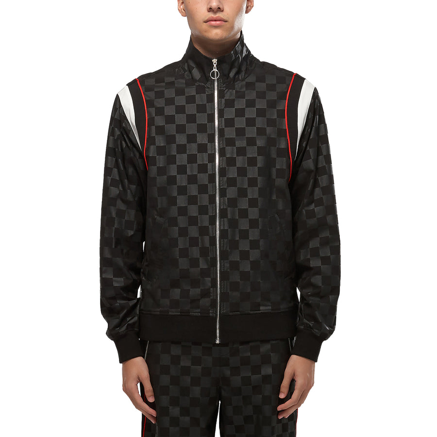 Konus Men's Tonal Checkered Jacket in Black - shopatkonus
