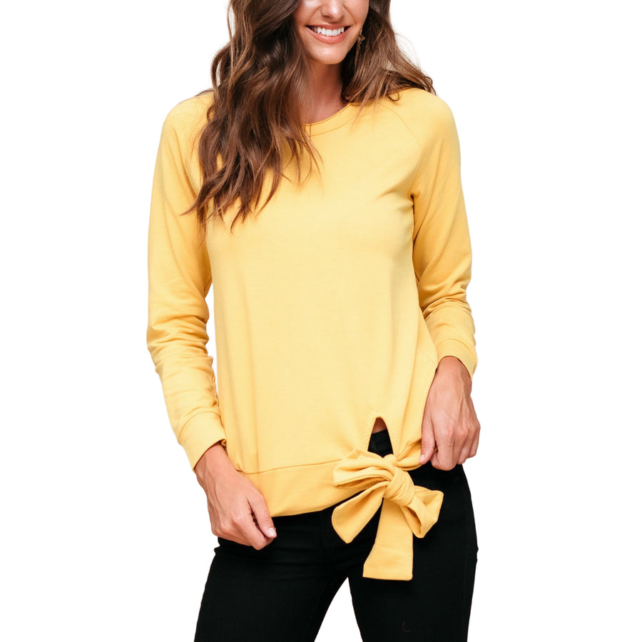 Women's Crew Neck Tie Knot Sweatshirt - shopatkonus