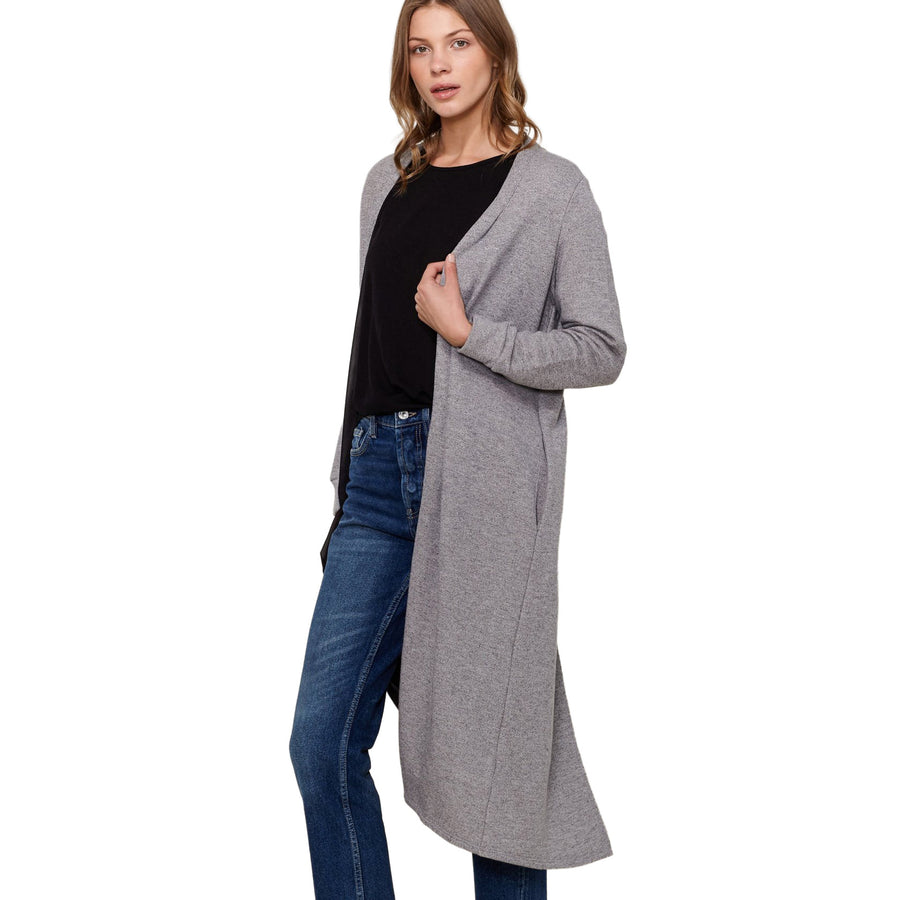 Women's Longline Chiffon Contrast Cardigan - shopatkonus