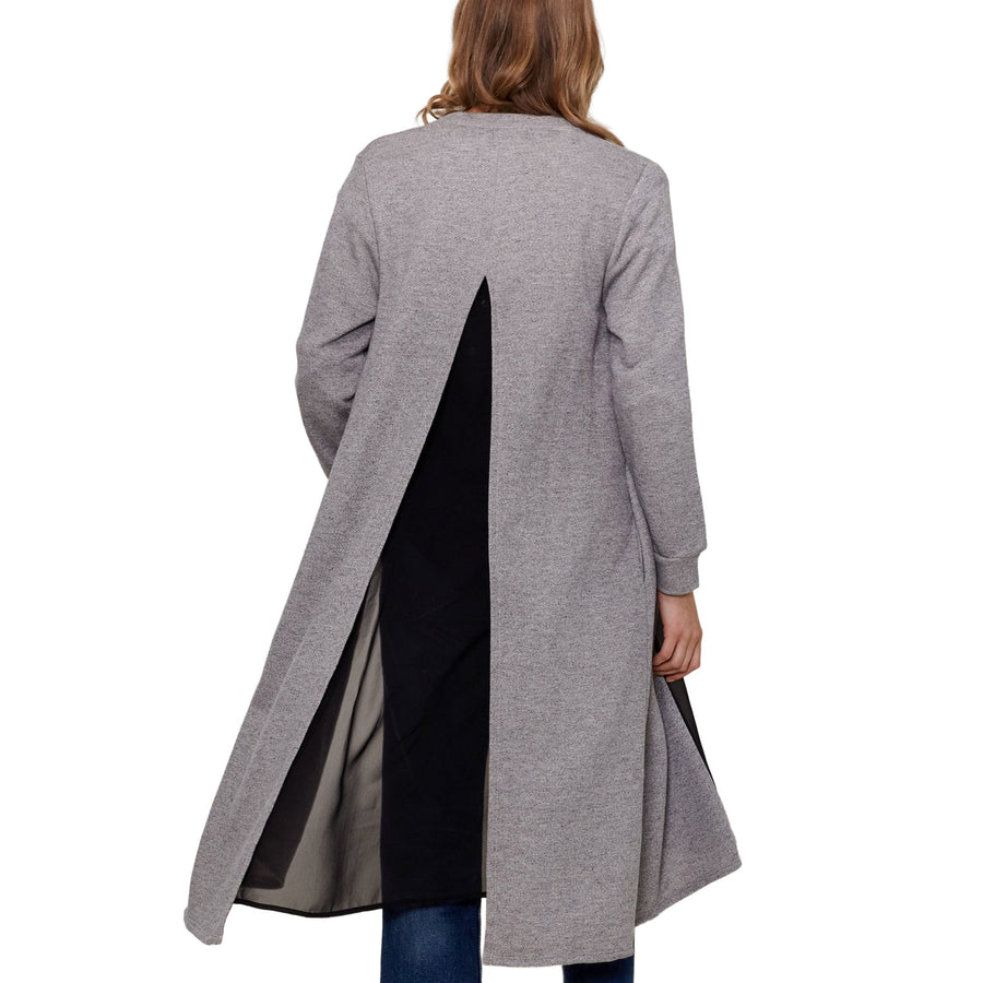 Women's Longline Chiffon Contrast Cardigan - shopatkonus