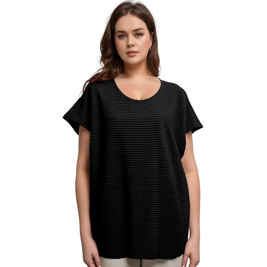 Pleione Women's Textured Short Sleeve Top