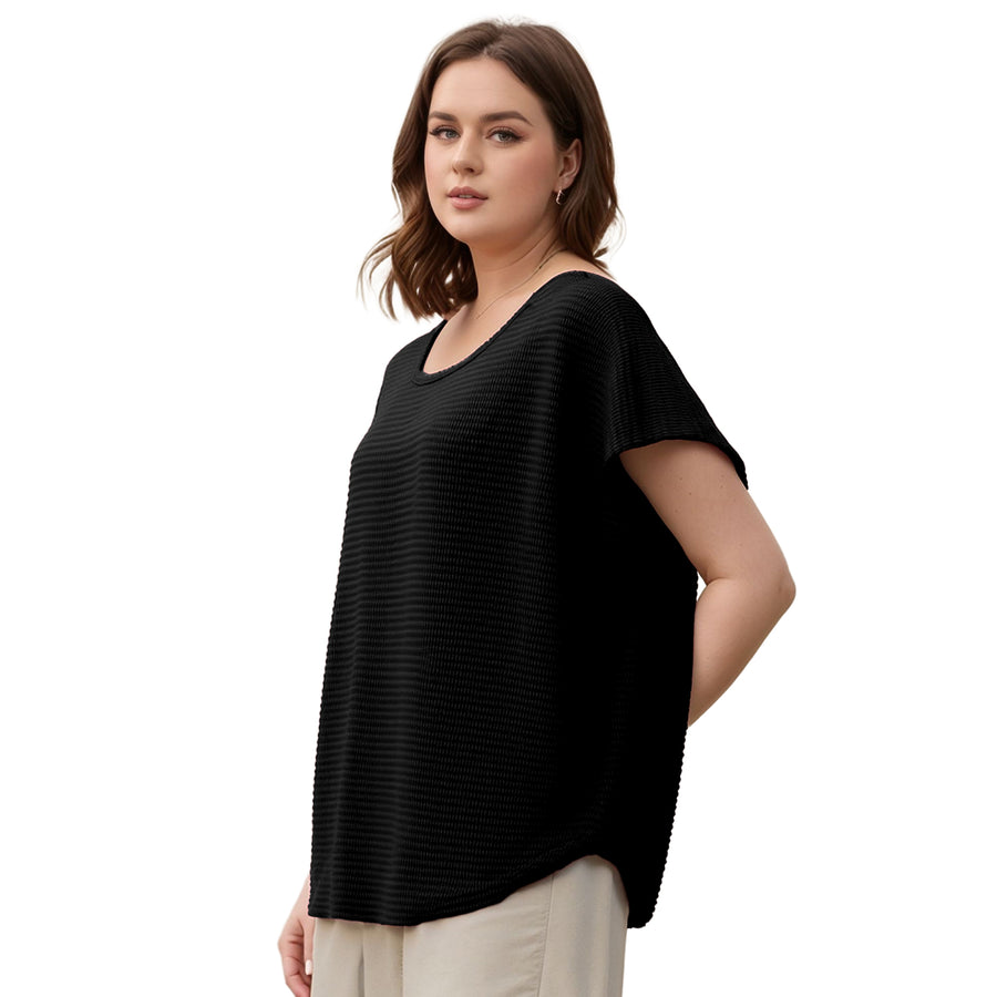 Pleione Women's Textured Short Sleeve Top