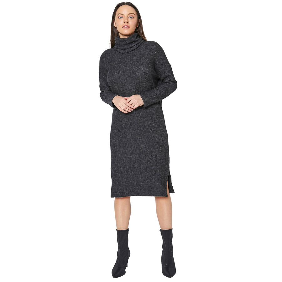 Women's Turtle Neck Midi Sweater Dress - shopatkonus