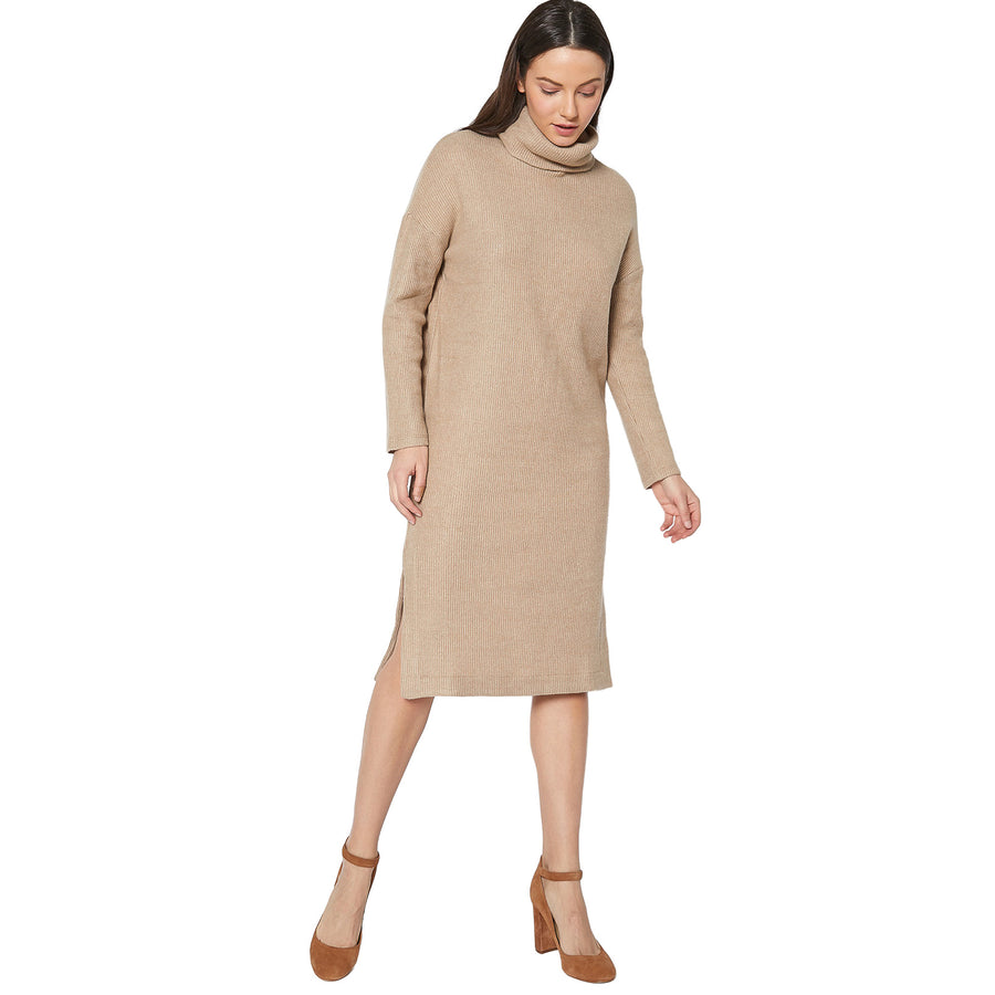 Women's Turtle Neck Midi Sweater Dress - shopatkonus