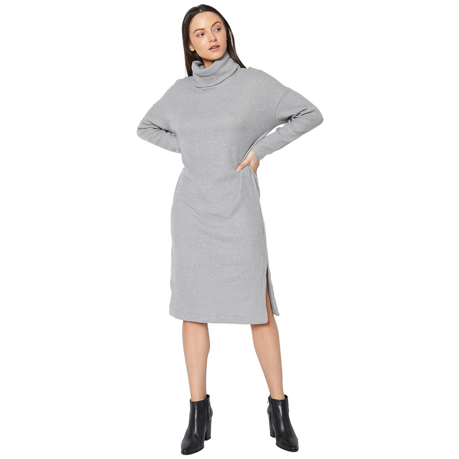 Women's Turtle Neck Midi Sweater Dress - shopatkonus