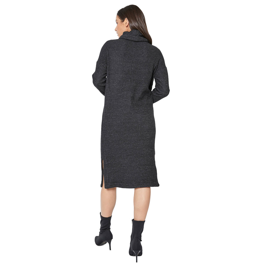 Women's Turtle Neck Midi Sweater Dress - shopatkonus