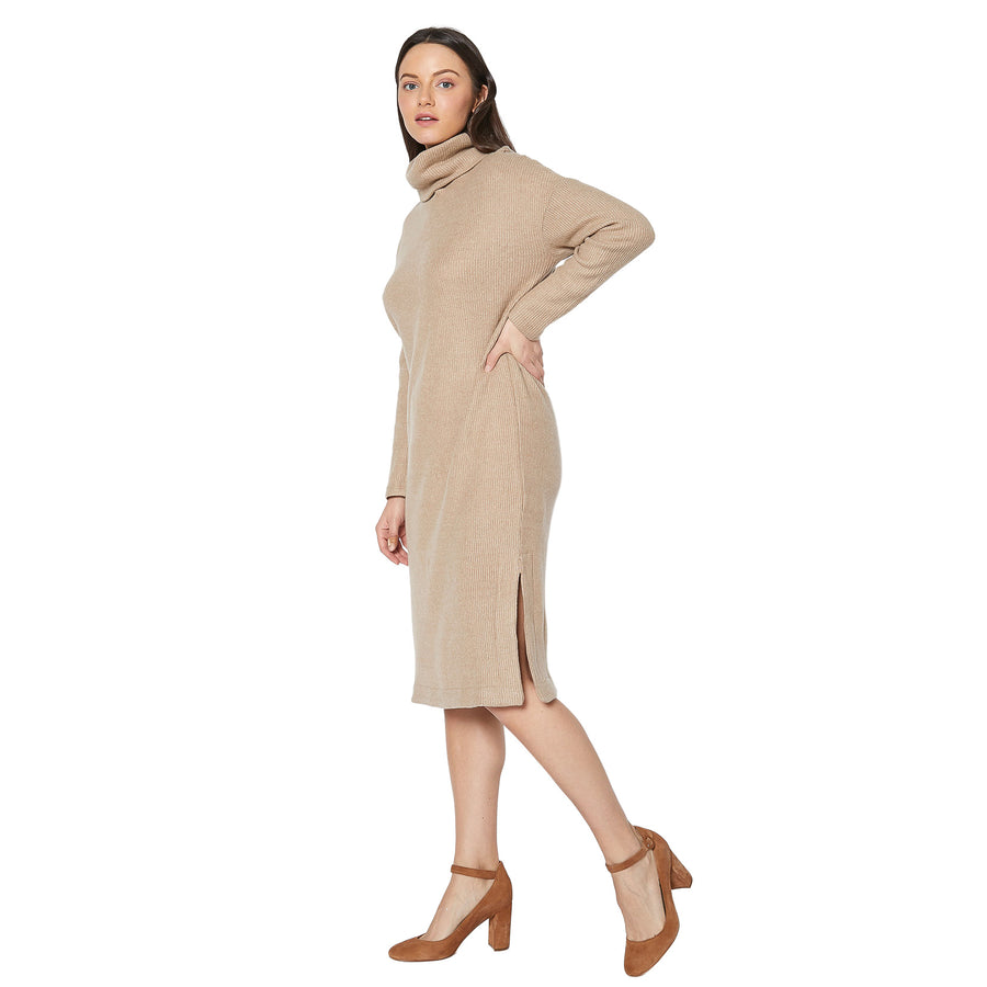 Women's Turtle Neck Midi Sweater Dress - shopatkonus