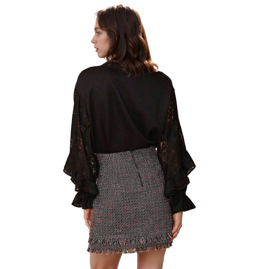 Women's Contrast Lace Sleeve Sweatshirt