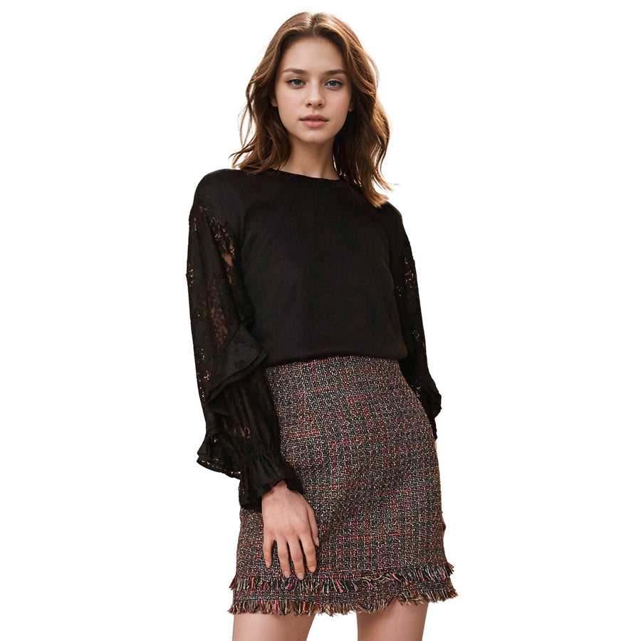 Women's Contrast Lace Sleeve Sweatshirt
