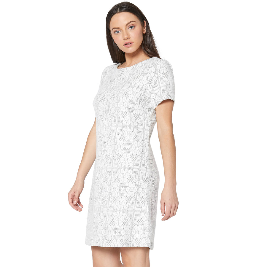 Women's Flower Embossed Shift Dress - shopatkonus
