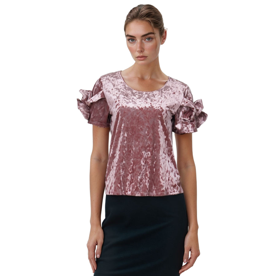 CLOSEOUT Women's Round Neck Velvet Top