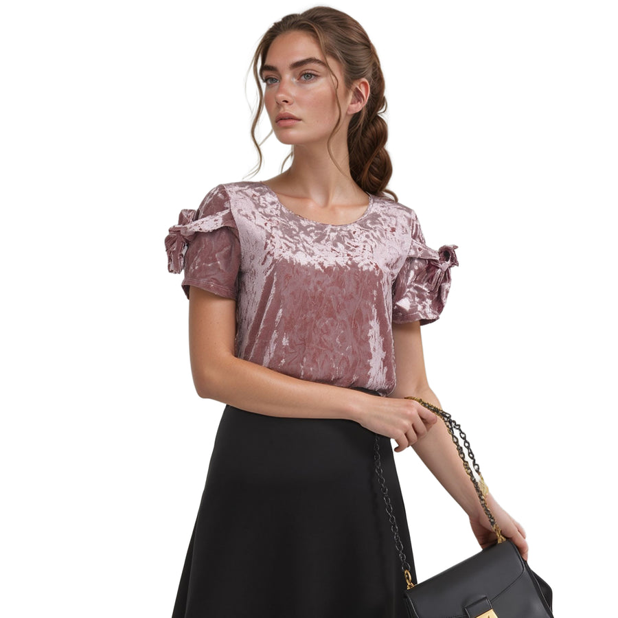 CLOSEOUT Women's Round Neck Velvet Top