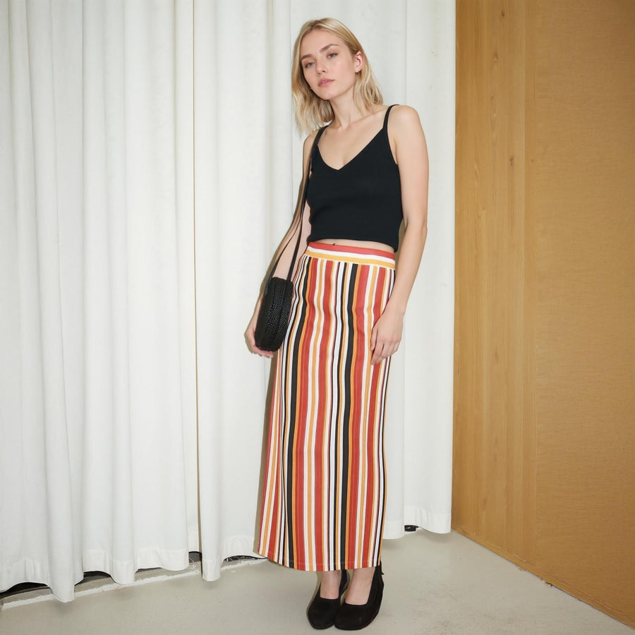 Pleione Women's Elastic Waist Printed Maxi Skirt