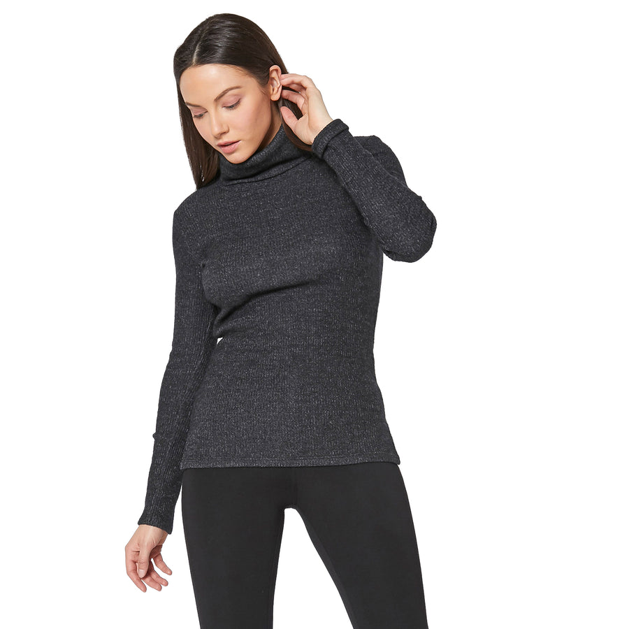 Women's Soft Turtle Neck Ribbed Knit Sweater Top - shopatkonus