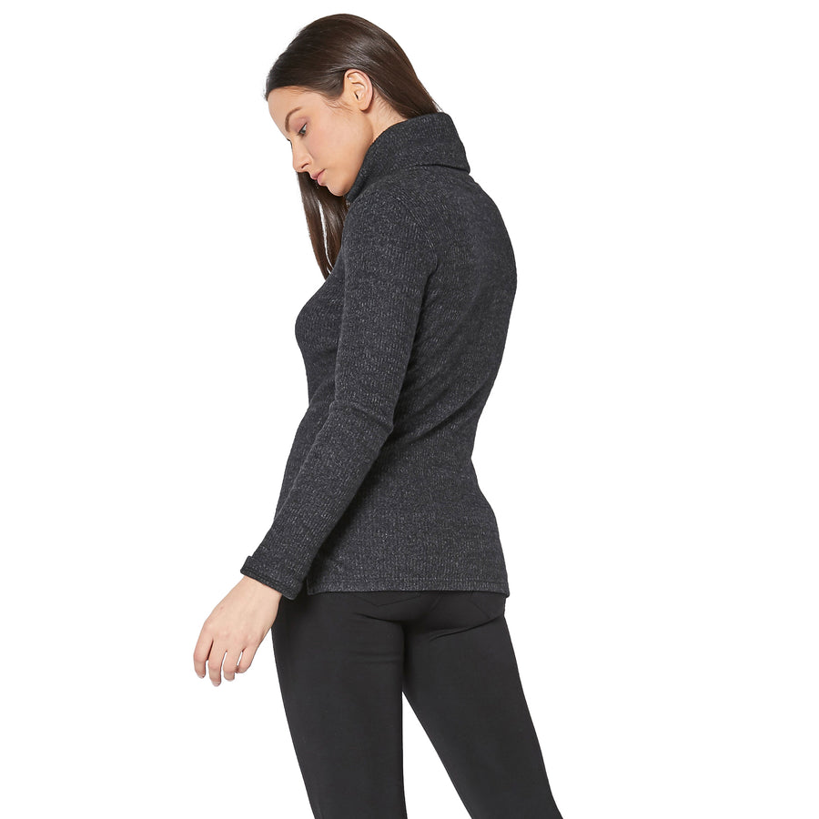 Women's Soft Turtle Neck Ribbed Knit Sweater Top - shopatkonus