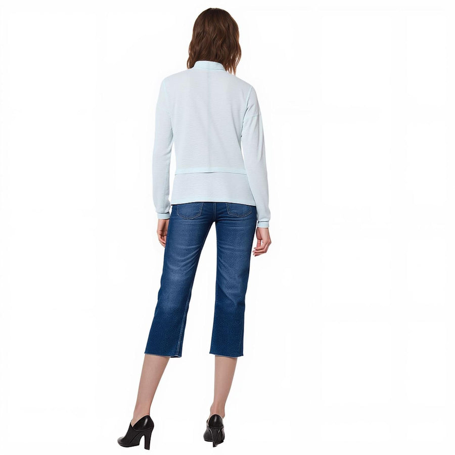 Pleione Women's Cowl Neck Drop Shoulder Layered Hem Top in Mint