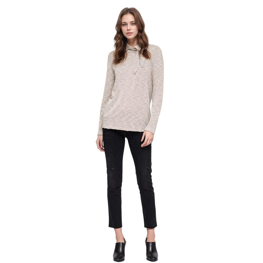 Pleione Women's Self-tie Mock Neck Sweater Top