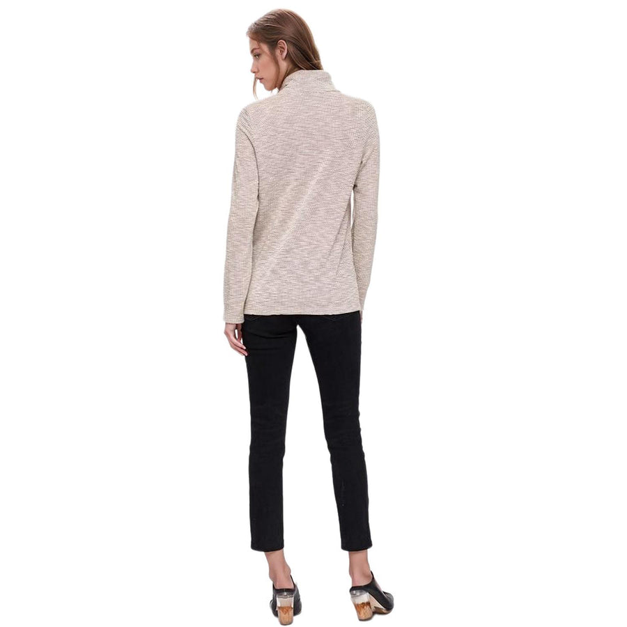 Pleione Women's Self-tie Mock Neck Sweater Top