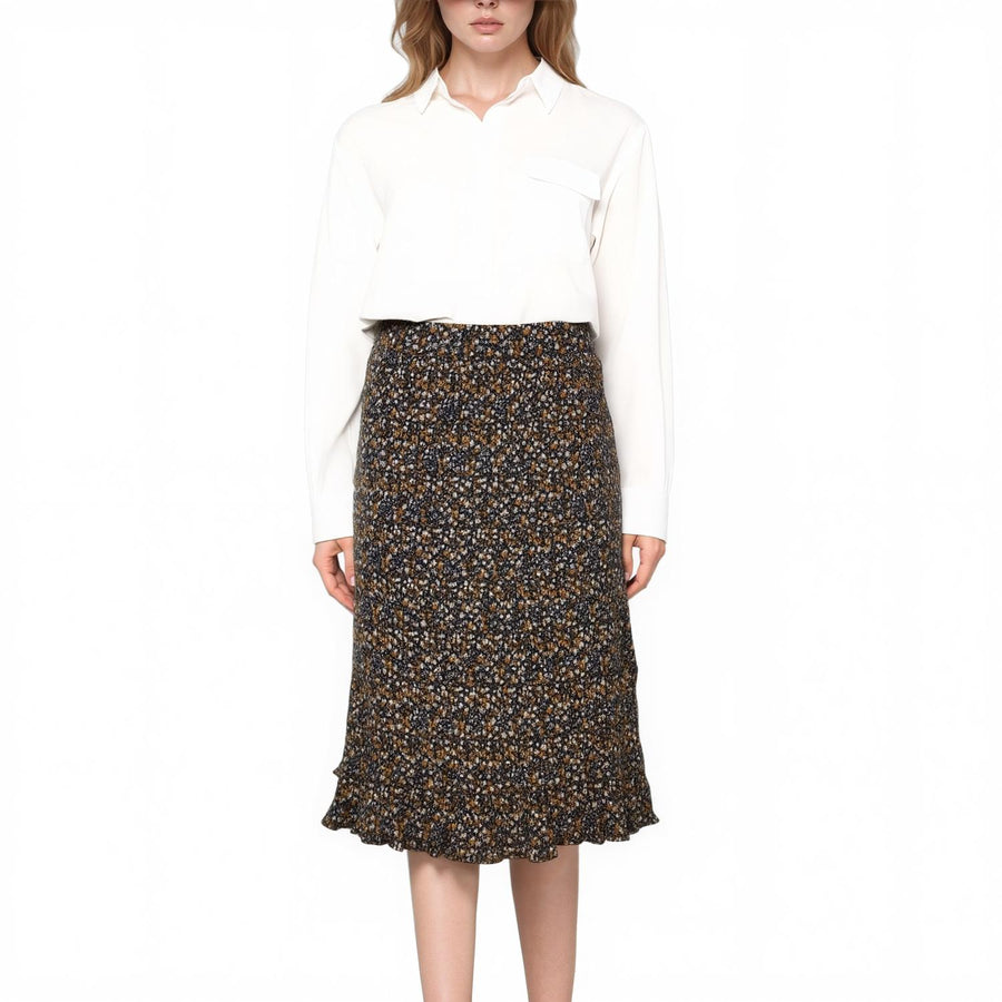 Pleione Women's High Waisted Pleated Midi Skirt - shopatkonus