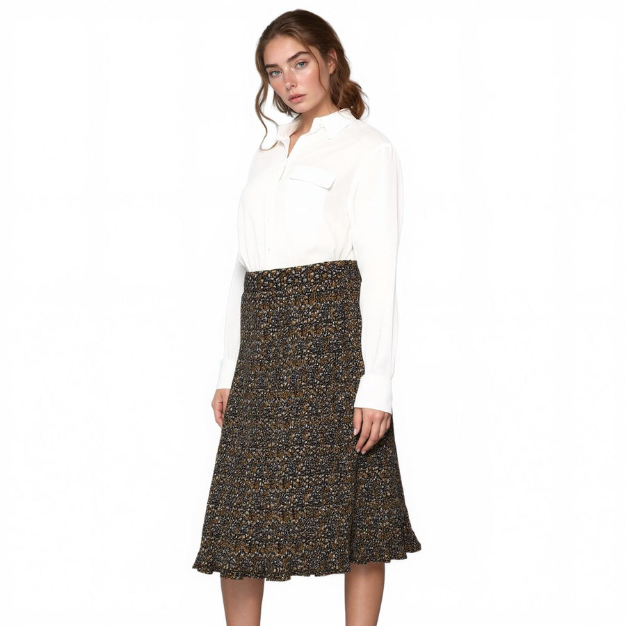 Pleione Women's High Waisted Pleated Midi Skirt - shopatkonus