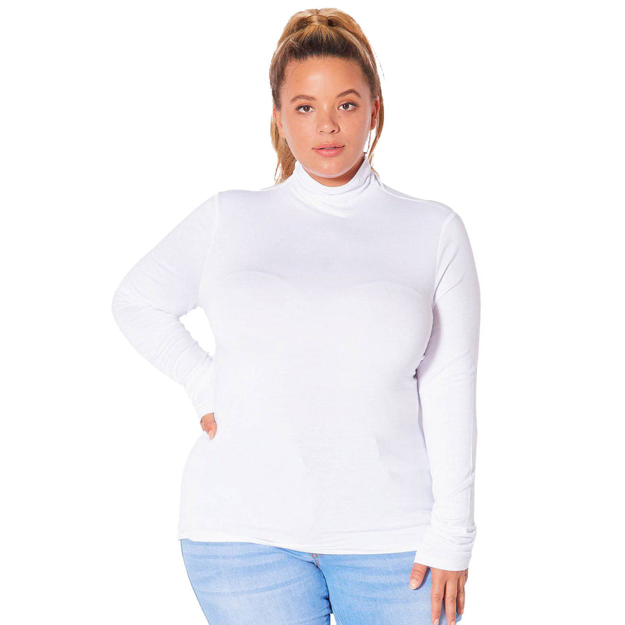 Plus Size Long Sleeve Turtle Neck Fitted Top Shop at Konus