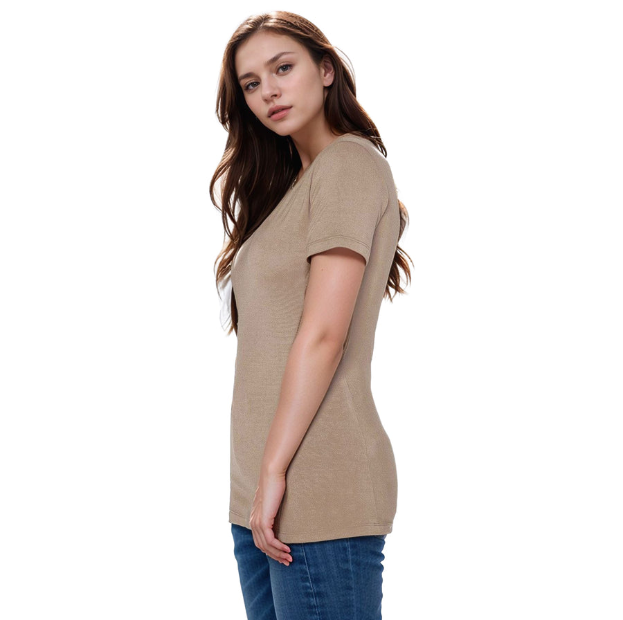 Women's V-neck Short Sleeve Basic Tee