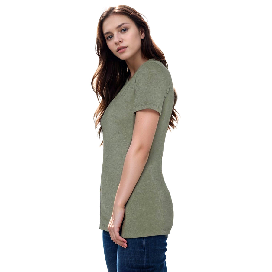 Women's V-neck Short Sleeve Basic Tee