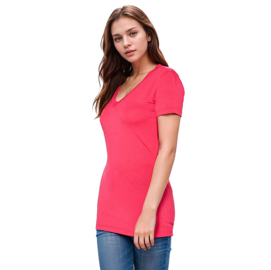 Women's V-neck Short Sleeve Basic Tee